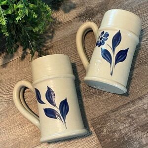 WILLIAMSBURG POTTERY Set of 2 Vintage Glazed Stoneware Mugs -Excellent Condition